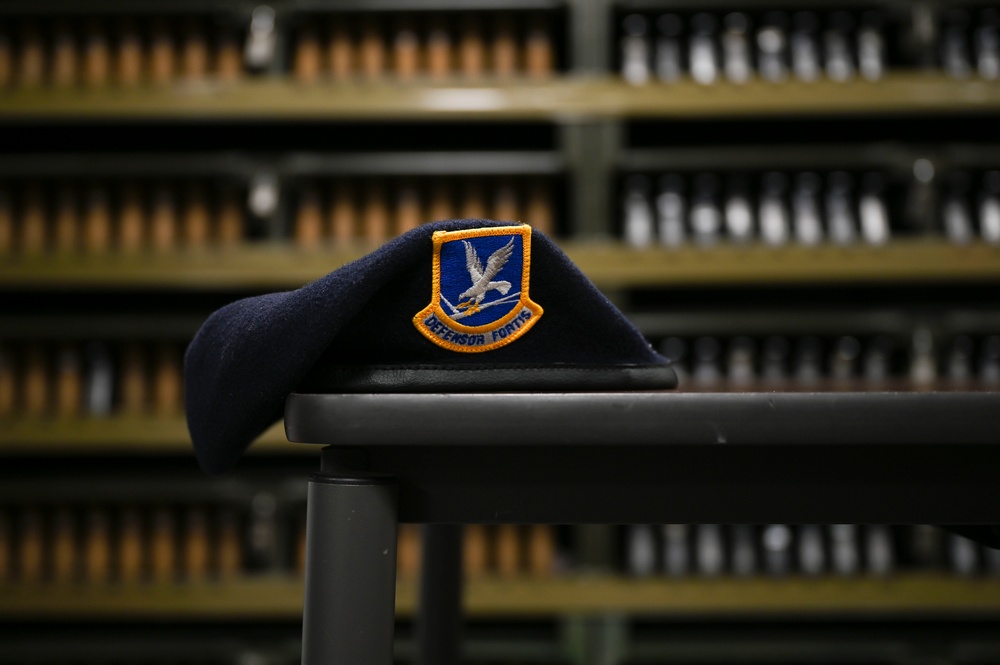 100th Security Forces Squadron Airmen perform routine weapon maintenance at RAF Mildenhall.