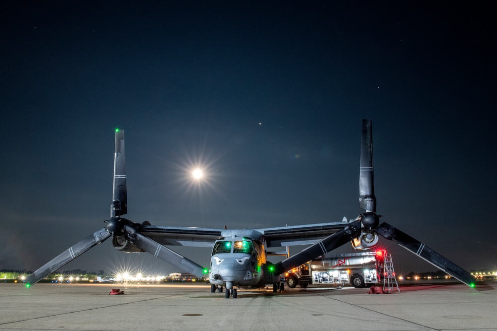 Osprey Conducts Night Ops at Hulman Field