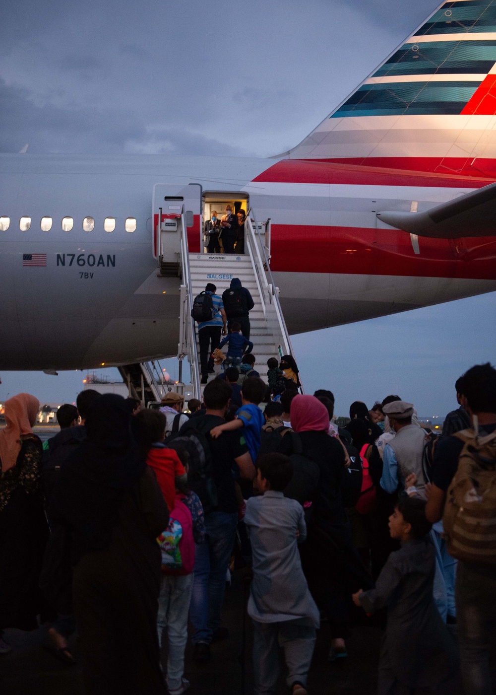 Evacuees from Afghanistan Depart NAS Sigonella for United States