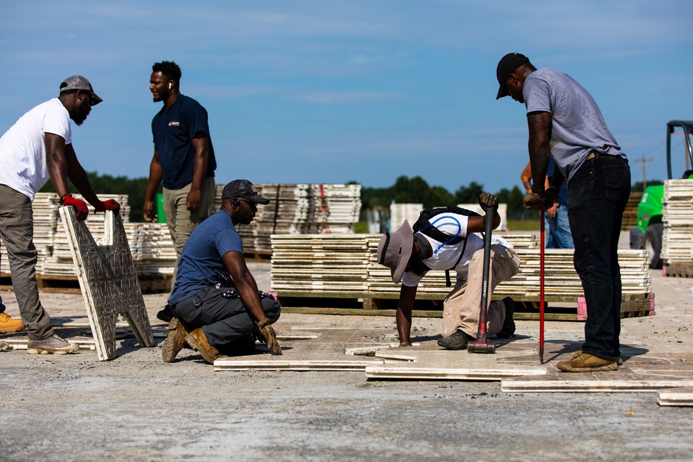 Contract Workers Begin Work on New Residential Buildings at Fort Pickett, Virginia.