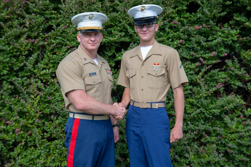Marine officer attends son's graduation at Marine Corps Recruit Depot Parris Island