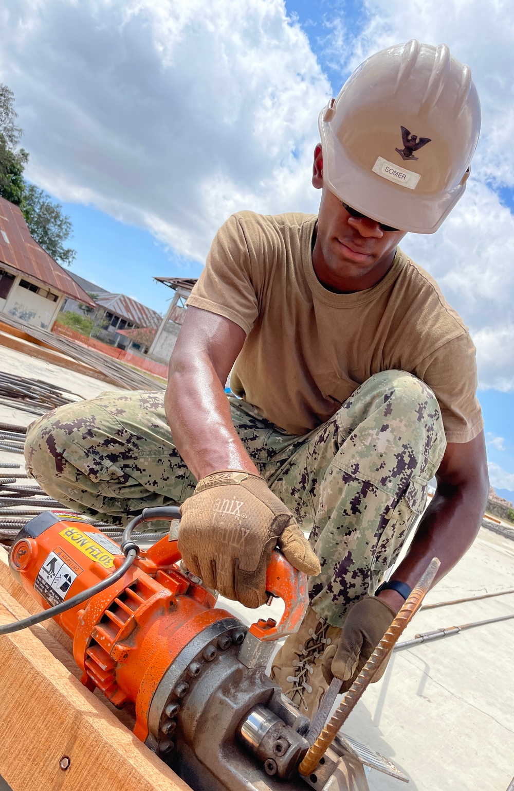 U.S. Navy Seabees with NMCB-5 build a schoolhouse in Timor-Leste