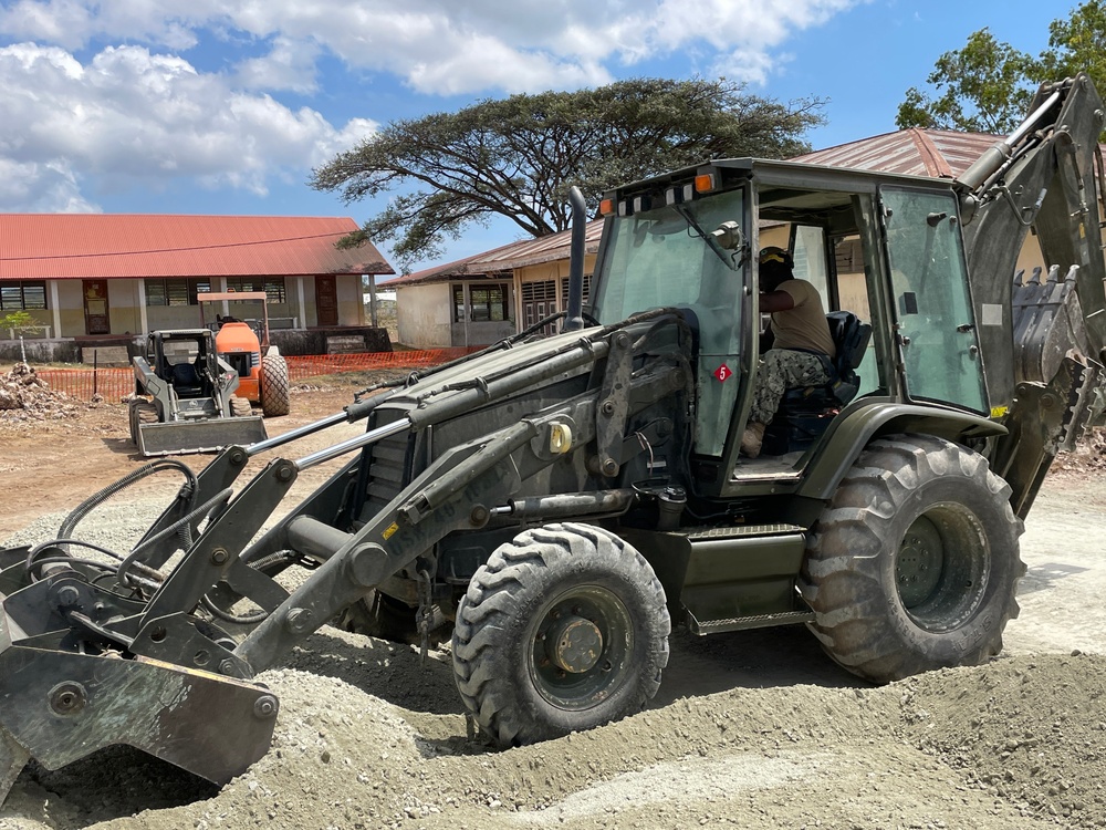 U.S. Navy Seabees with NMCB-5 build a schoolhouse in Timor-Leste