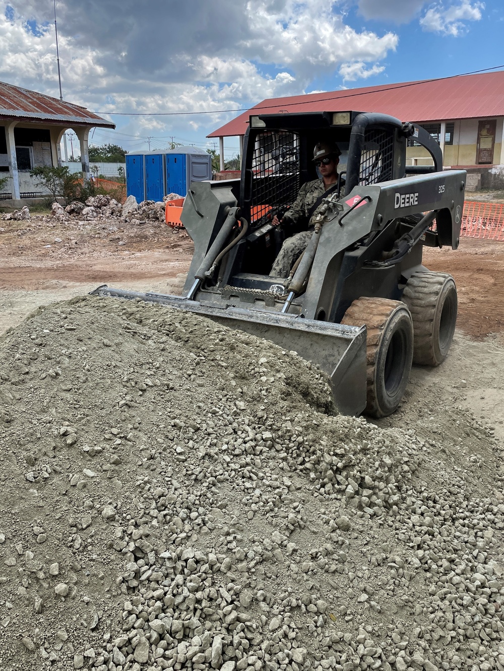 U.S. Navy Seabees with NMCB-5 build a schoolhouse in Timor-Leste