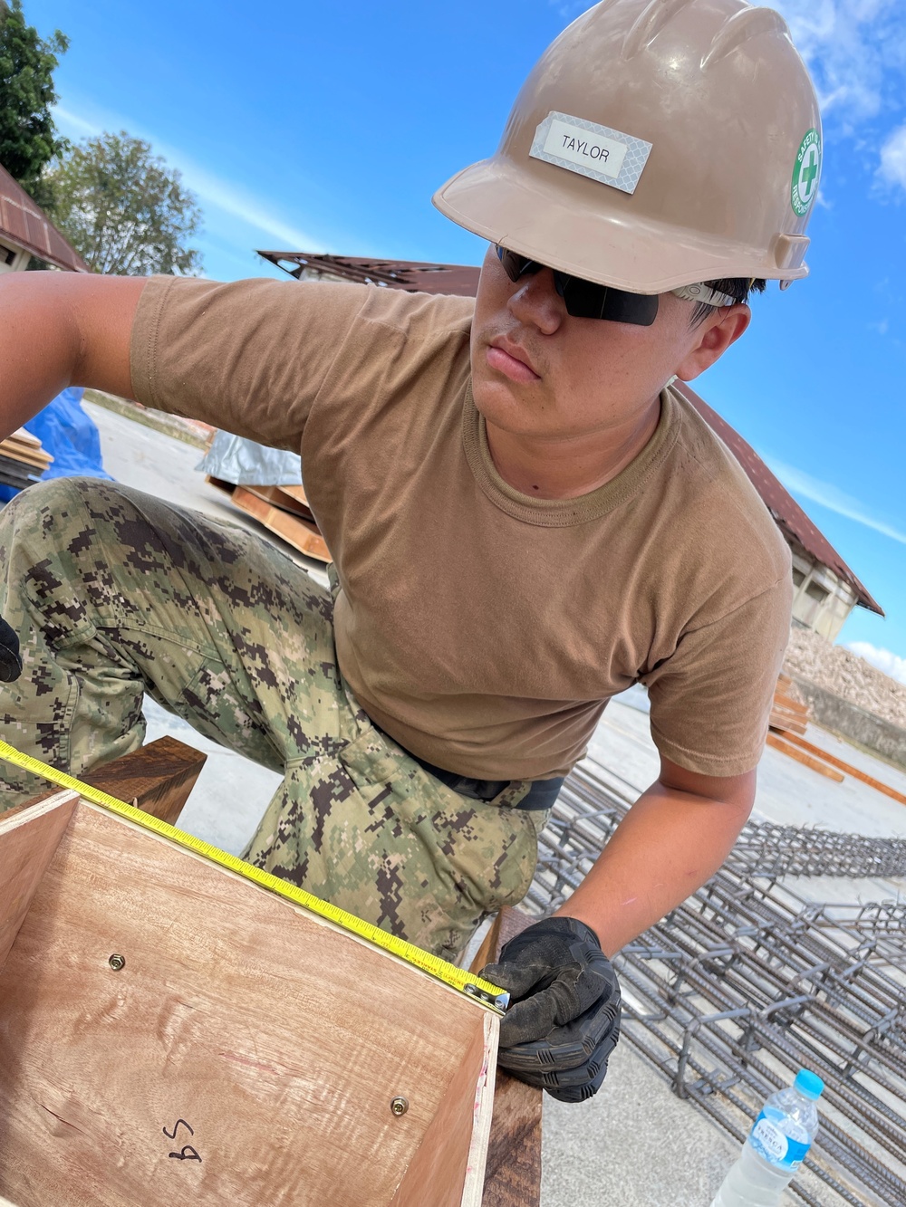 U.S. Navy Seabees with NMCB-5 build a schoolhouse in Timor-Leste