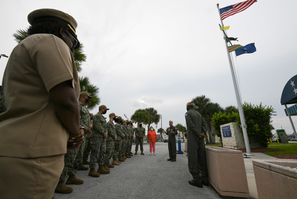 U.S. NAVSO/U.S. 4th Fleet Chief of Staff Shares Thoughts to his Staff Following Morning Colors to Commemorate Sept. 11th Terrorist Attacks
