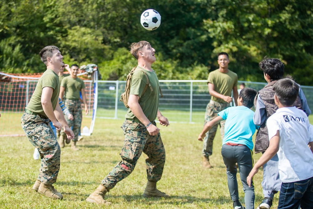 U.S. Marines Play Soccer with Afghan Civilians