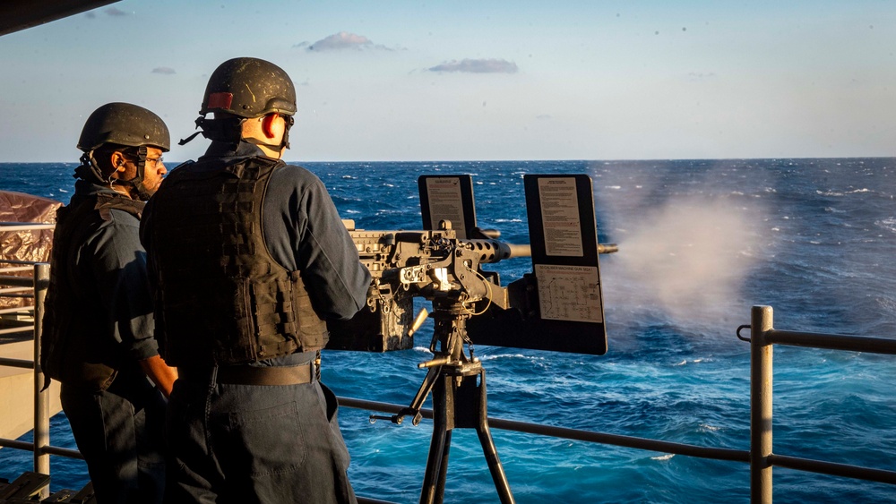 GHWB Sailors Shoot a .50 Caliber Machine Gun