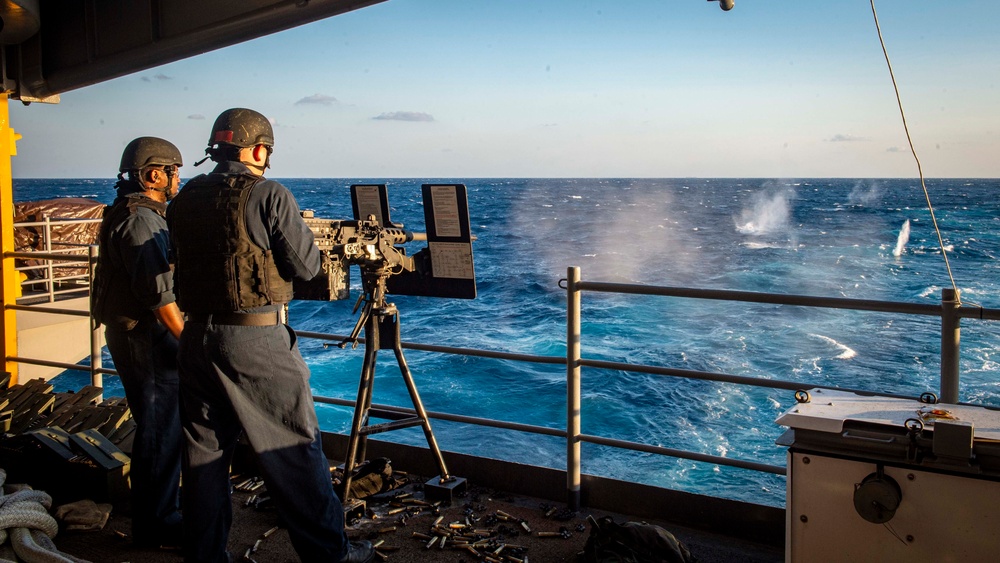 GHWB Sailors Shoot a .50 Caliber Machine Gun