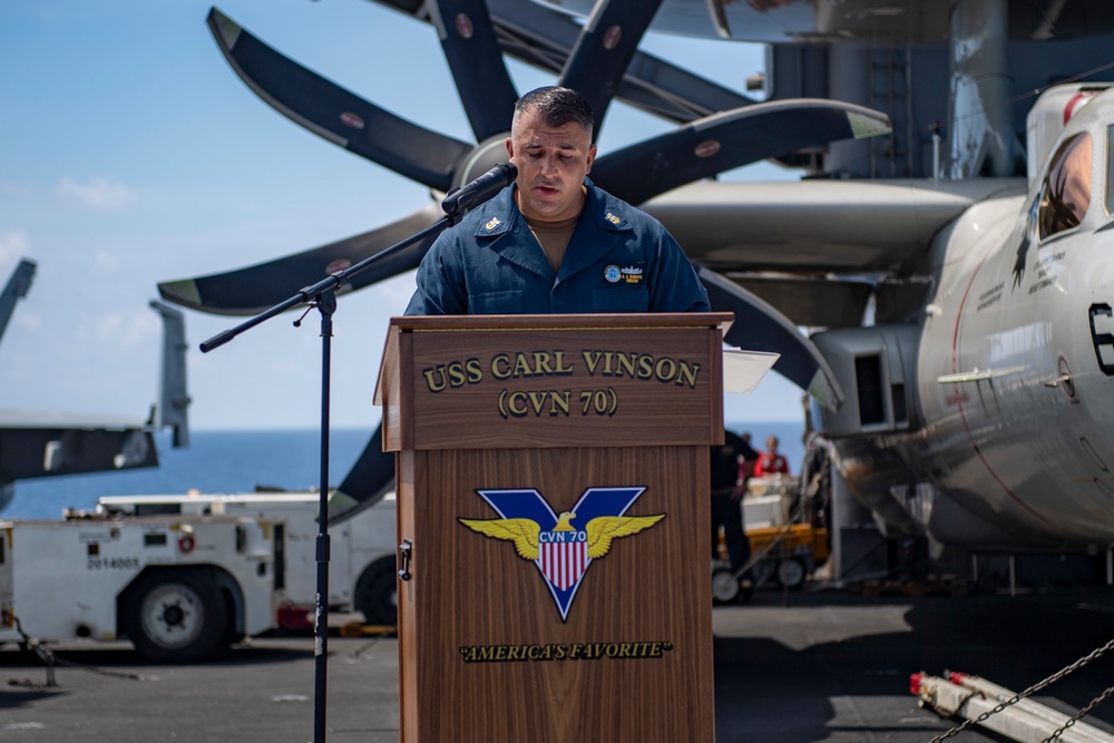 USS Carl Vinson (CVN 70) holds 9/11 memorial ceremony