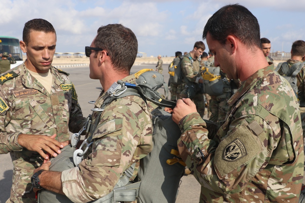 U.S. Special Operations, Egyptian and partner nation’s Special Operations Forces enhance partnerships with a “Friendship Jump”, during Bright Star 21