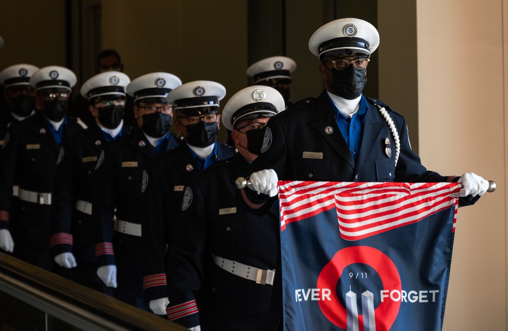 U.S. Service Members, TSA Officers, a symbol of unity in remembrance of those lost in the September 11, 2001, Terrorist Attacks