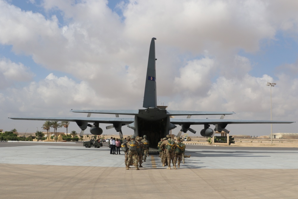 U.S. Special Operations, Egyptian and partner nation’s Special Operations Forces enhance partnerships with a “Friendship Jump”, during Bright Star 21