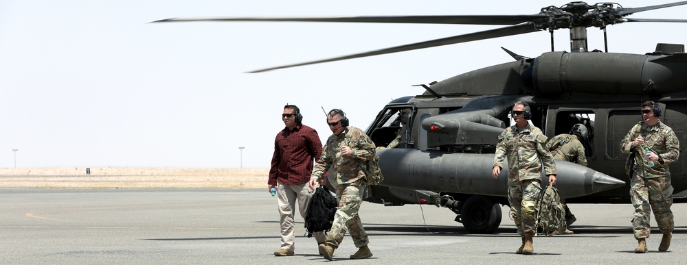 Lt. Gen. Paul Calvert visits Task Force Phoenix at Camp Buehring