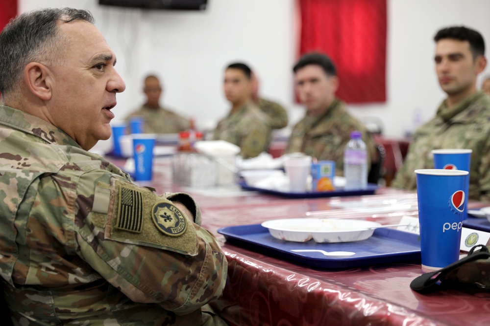 Lt. Gen. Paul Calvert visits Task Force Phoenix at Camp Buehring