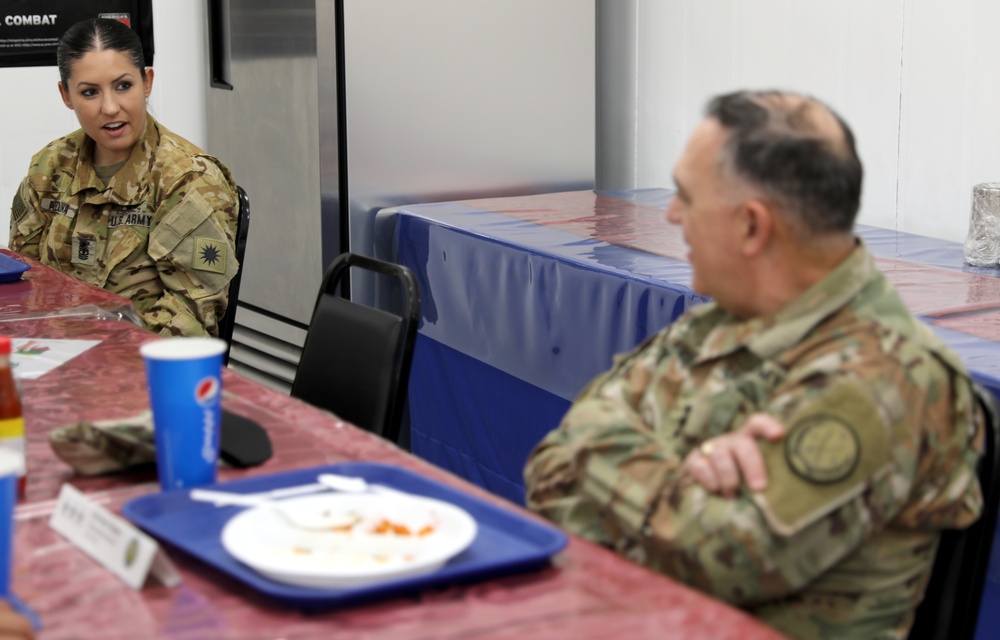 Lt. Gen. Paul Calvert visits Task Force Phoenix at Camp Buehring