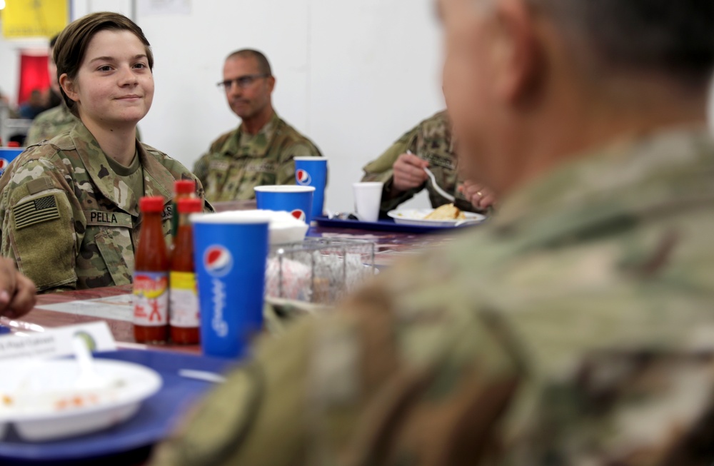 Lt. Gen. Paul Calvert visits Task Force Phoenix at Camp Buehring