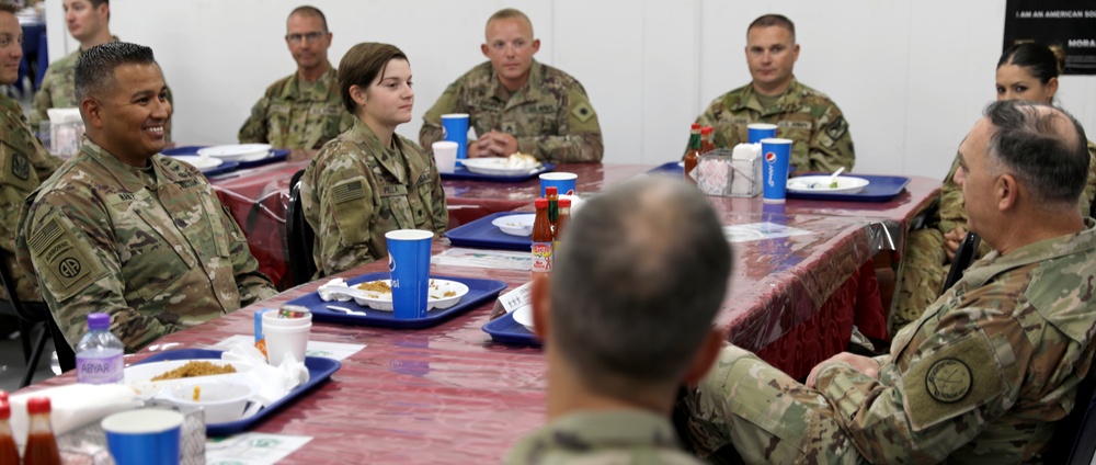 Lt. Gen. Paul Calvert visits Task Force Phoenix at Camp Buehring