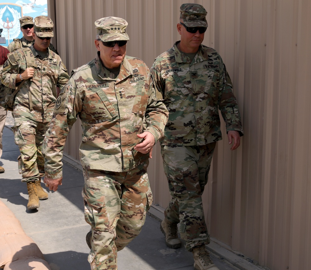 Lt. Gen. Paul Calvert visits Task Force Phoenix at Camp Buehring