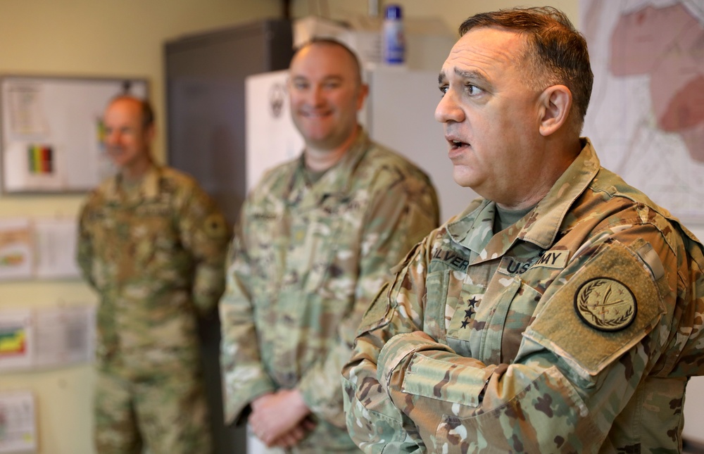 Lt. Gen. Paul Calvert visits Task Force Phoenix at Camp Buehring