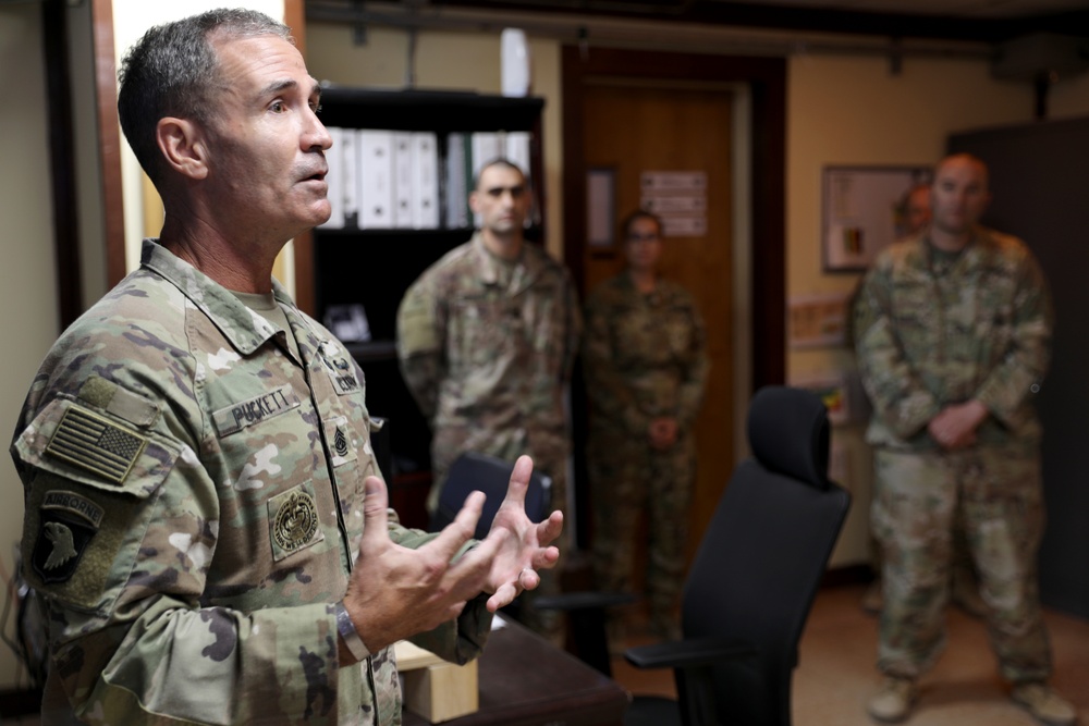 Lt. Gen. Paul Calvert visits Task Force Phoenix at Camp Buehring