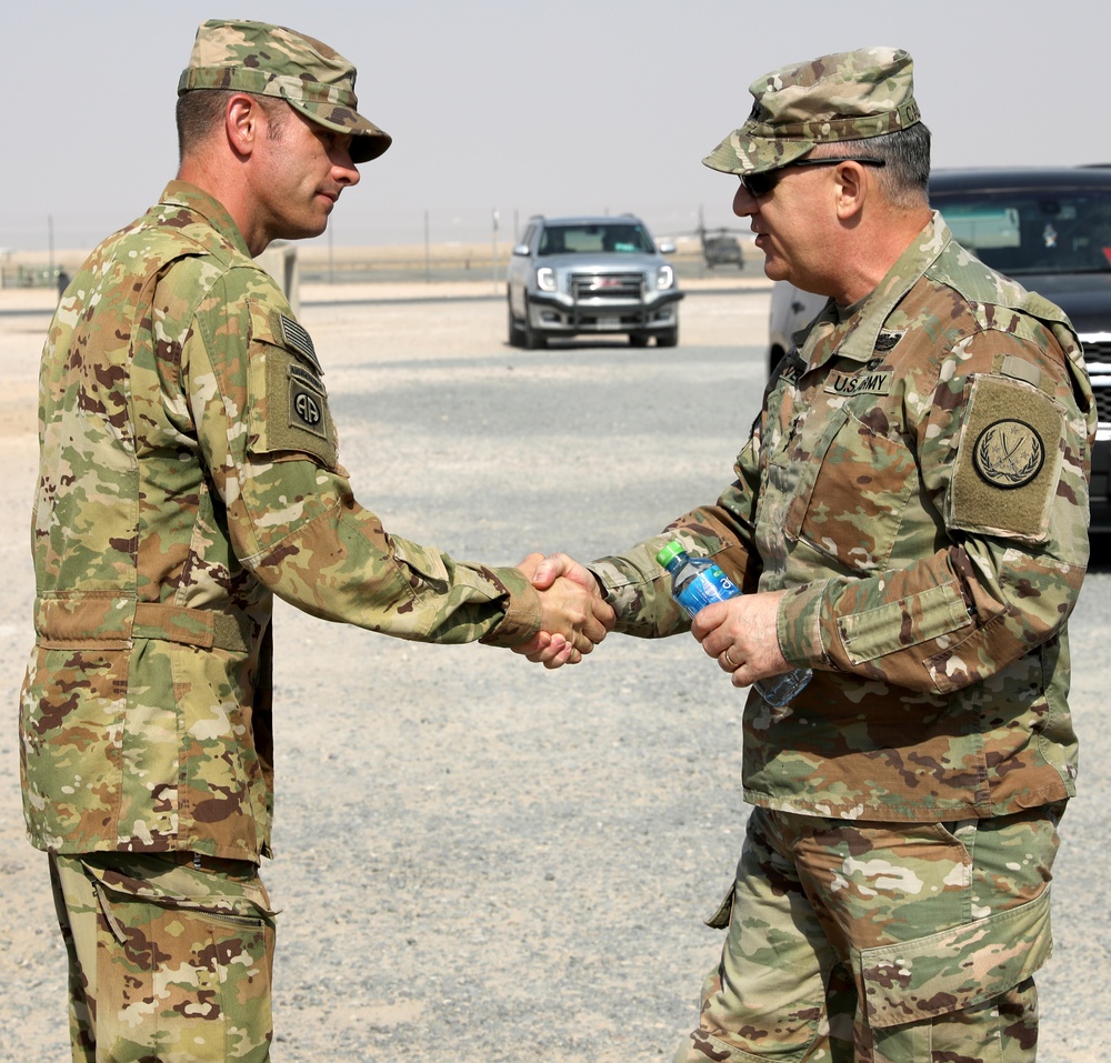 Lt. Gen. Paul Calvert visits Task Force Phoenix at Camp Buehring