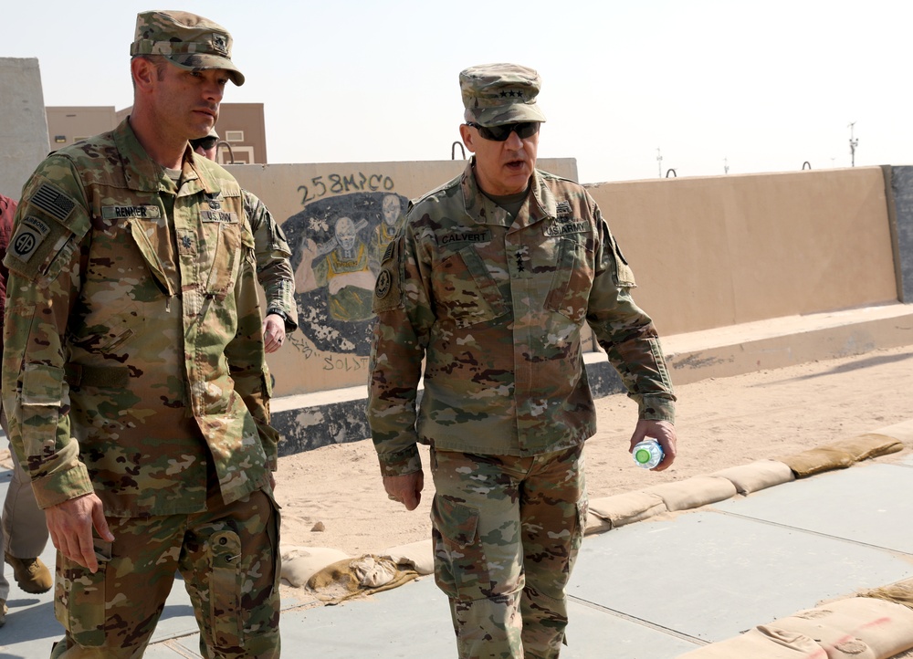 Lt. Gen. Paul Calvert visits Task Force Phoenix at Camp Buehring