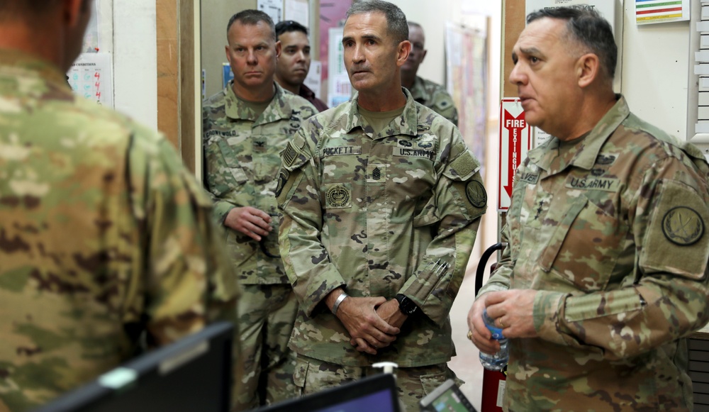 Lt. Gen. Paul Calvert visits Task Force Phoenix at Camp Buehring