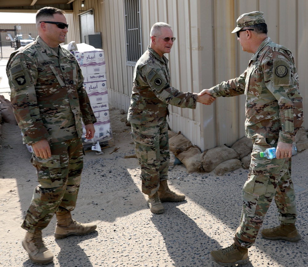 Lt. Gen. Paul Calvert visits Task Force Phoenix at Camp Buehring