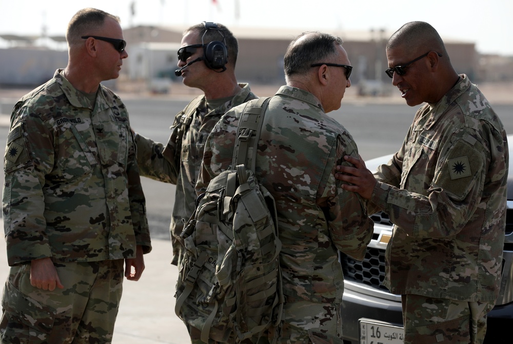 Lt. Gen. Paul Calvert visits Task Force Phoenix at Camp Buehring