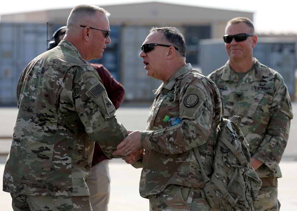 Lt. Gen. Paul Calvert visits Task Force Phoenix at Camp Buehring