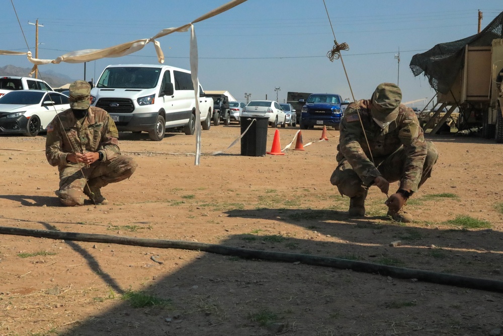 Soldiers at the Doña Ana Complex in New Mexico ensure communication efforts are maintained