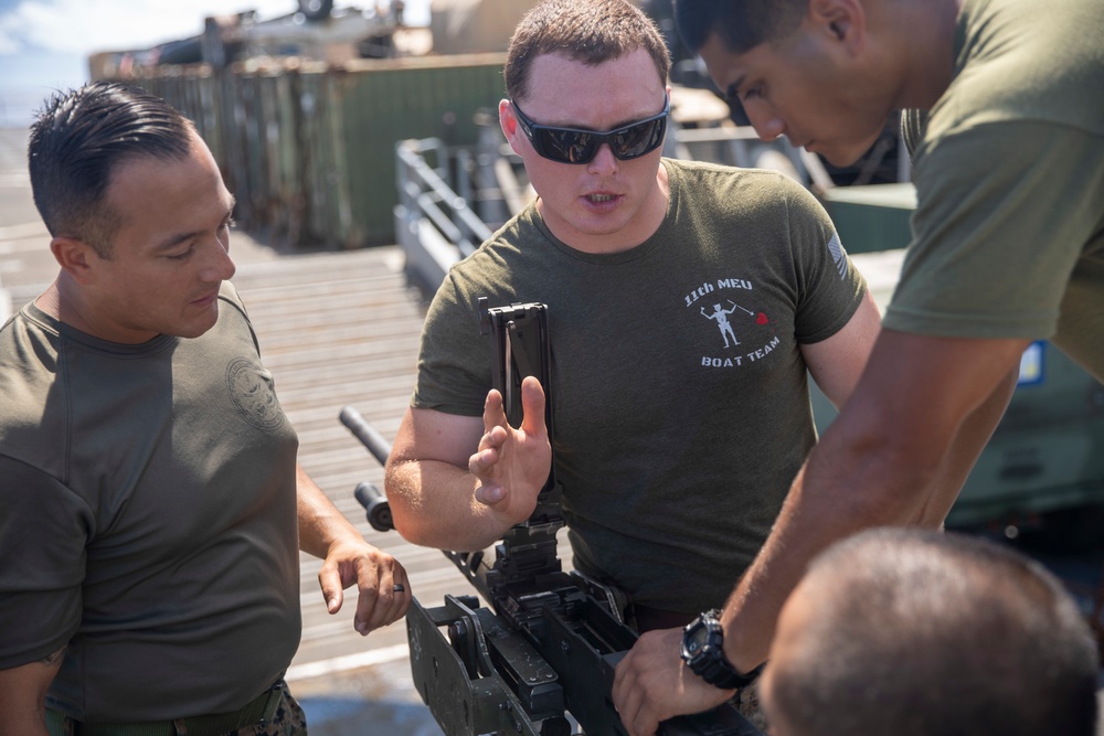 11th MEU Marines go over .50 cal procedures