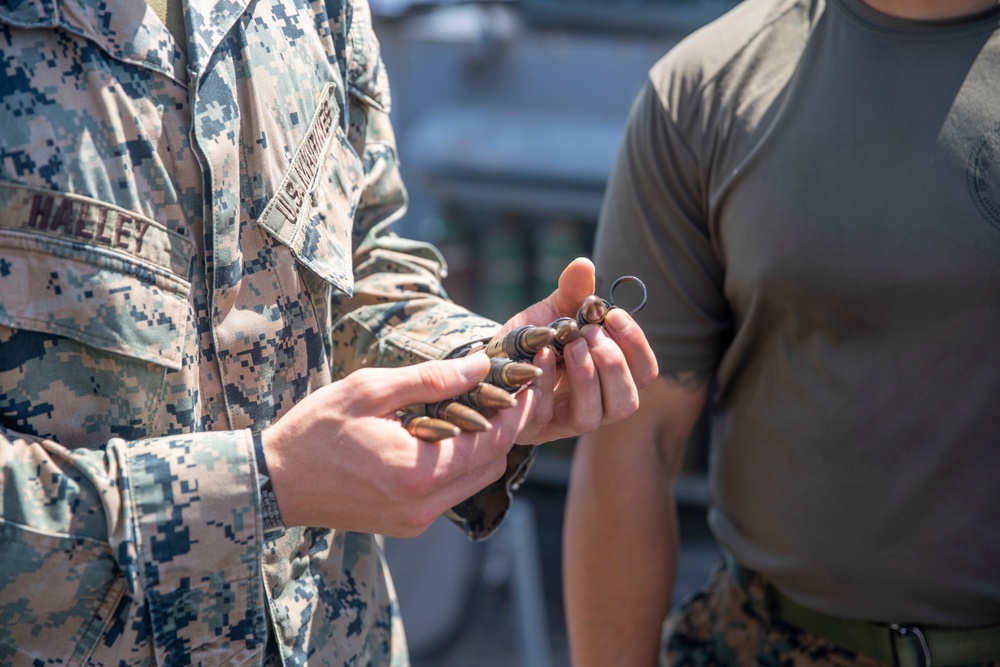 11th MEU Marines go over .50 cal procedures