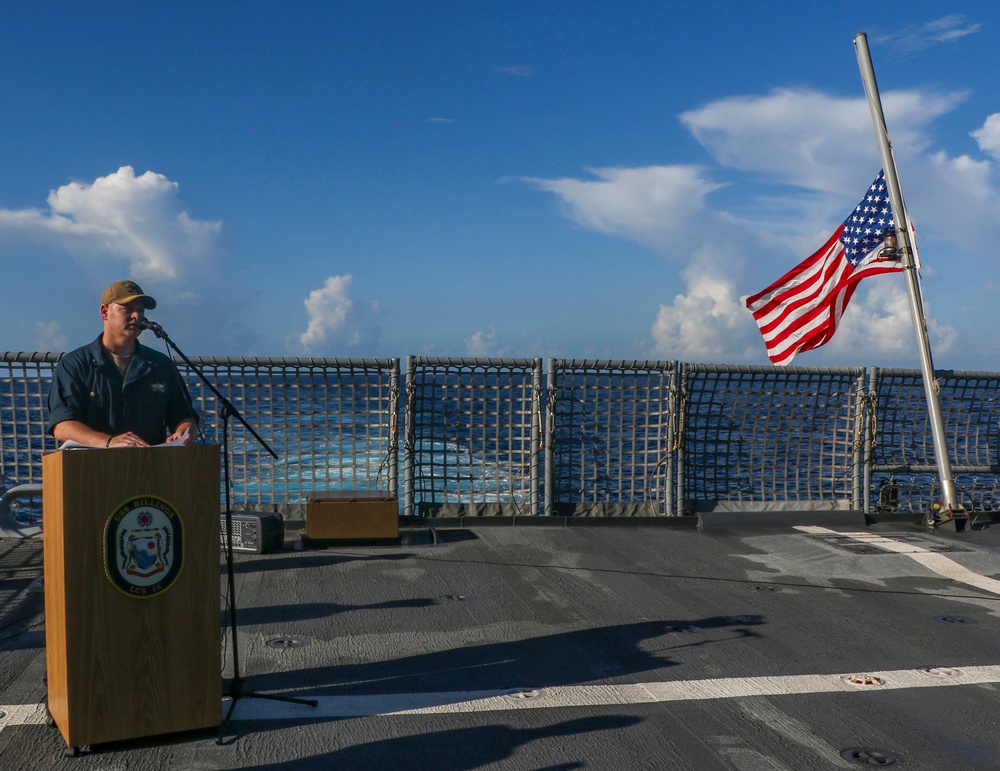 USS Billings Commanding Officer Gives Remarks to the Ship’s Crew During a 9/11 Remembrance Ceremony