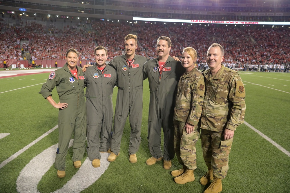 Wisconsin Air National Guardsmen featured at UW Badger game