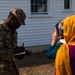 U.S. Army Soldier Tallies the Next Afghan to Recieve Donations During Operation Allies Welcome at Fort Pickett, Virginia.