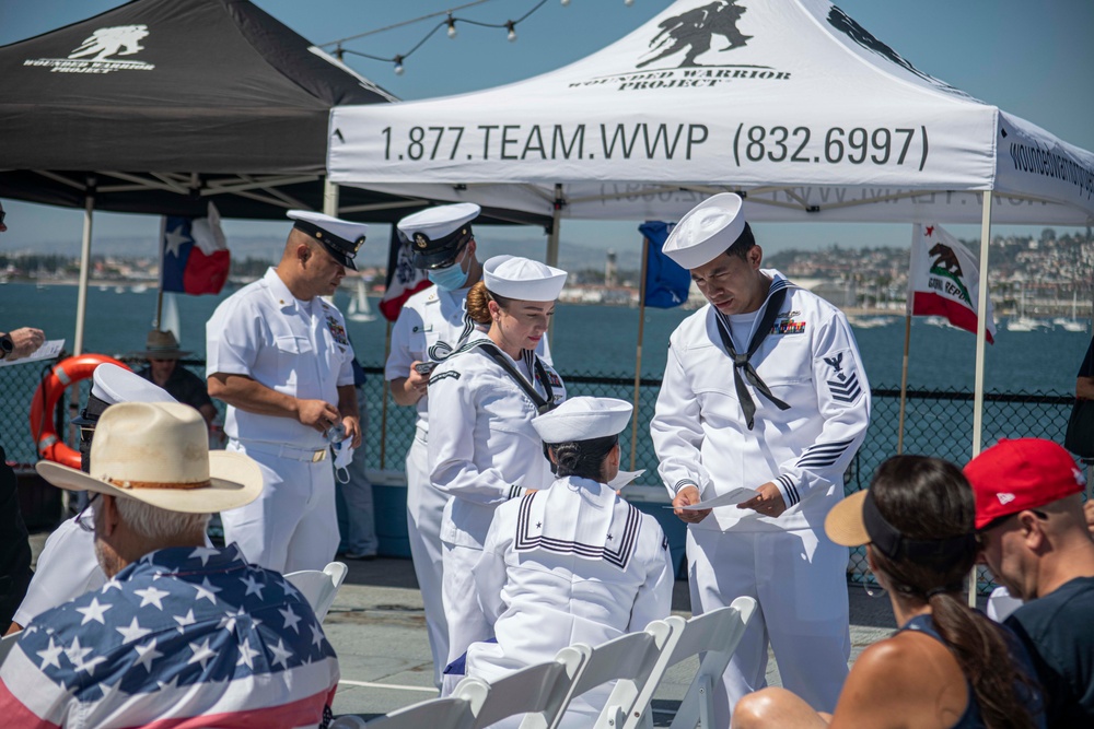 New Navy Reserve Chief Selects conduct &quot;Old Glory&quot; at 9/11 Memorial on USS Midway.