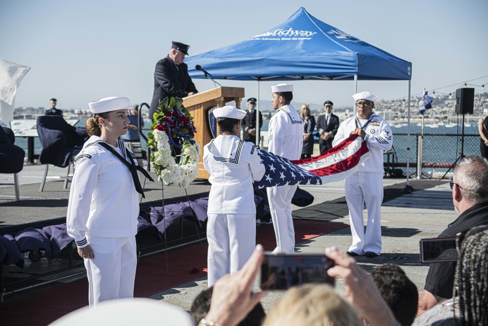 New Navy Reserve Chief Selects conduct &quot;Old Glory&quot; at 9/11 Memorial on USS Midway.