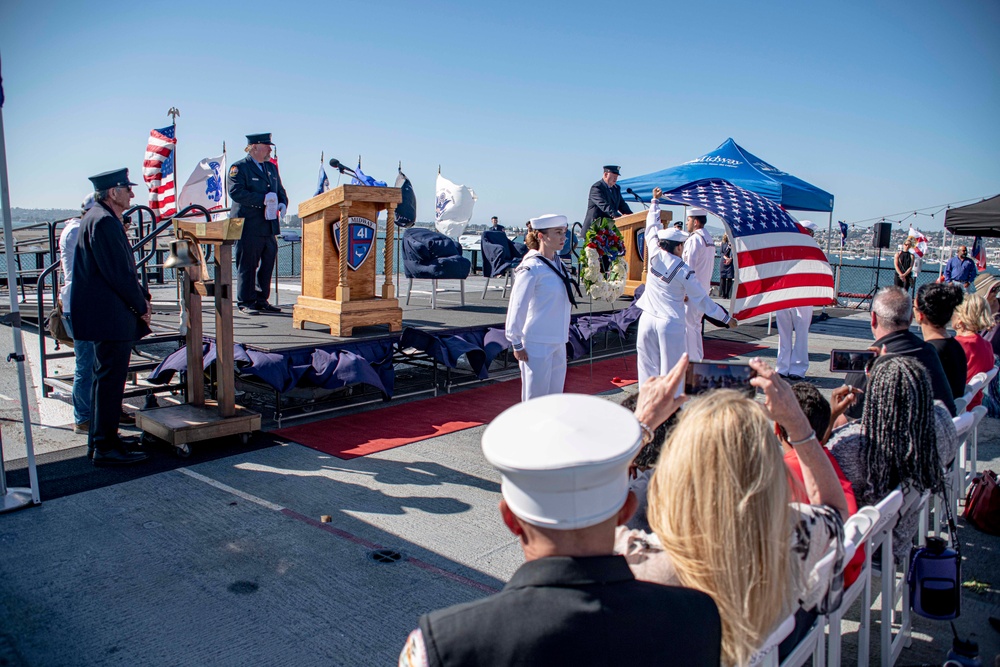 New Navy Reserve Chief Selects conduct &quot;Old Glory&quot; at 9/11 Memorial on USS Midway.