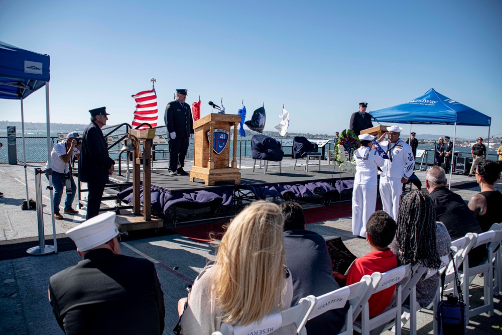 New Navy Reserve Chief Selects conduct &quot;Old Glory&quot; at 9/11 Memorial on USS Midway.