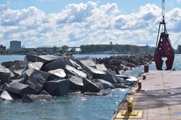 Buffalo Harbor north breakwater repairs, September 2021
