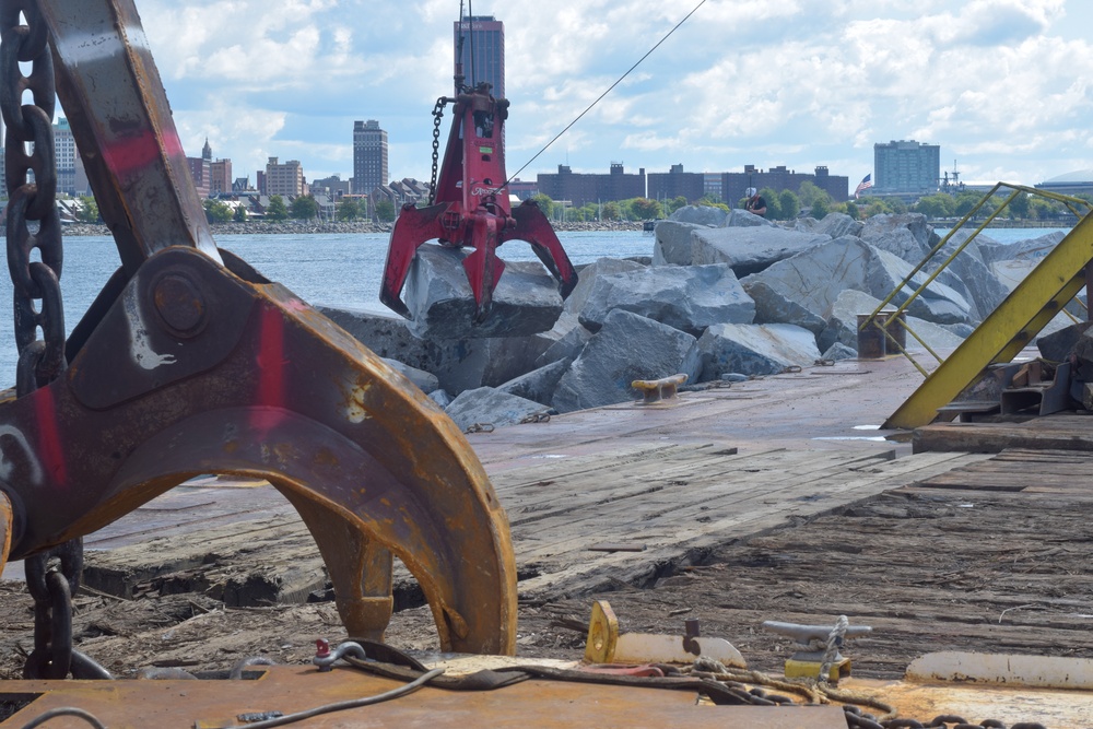 Buffalo Harbor north breakwater repairs, September 2021