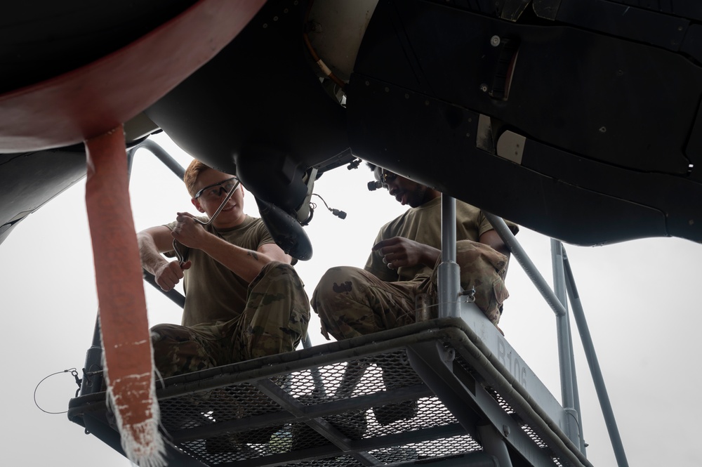 801st SOAMXS Airmen repair CV-22B Osprey tiltrotor aircraft