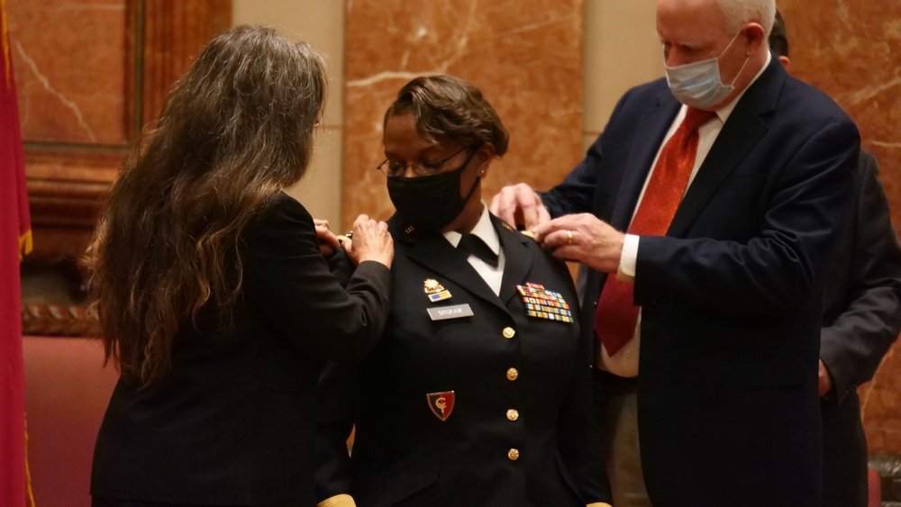 Indiana National Guard soldiers promoted their first Black female