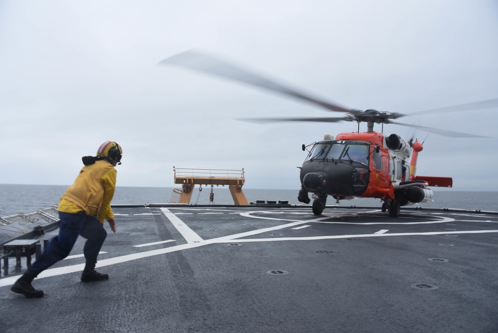 Coast Guard Cutter Healy crew member operations, during the first part of their Northwest Passage Deployment