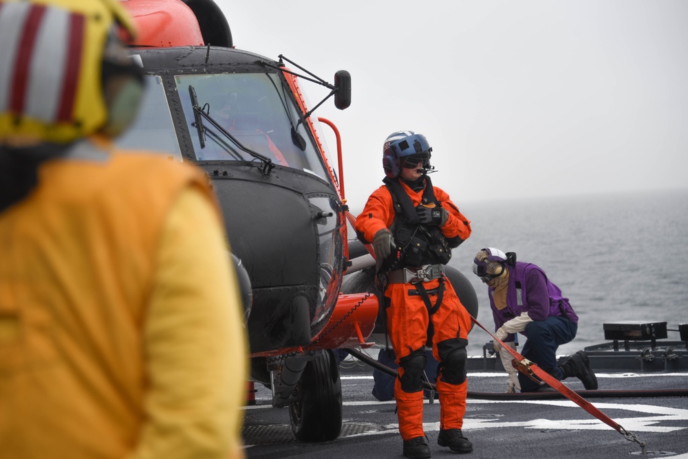 Coast Guard Cutter Healy crew member operations, during the first part of their Northwest Passage Deployment