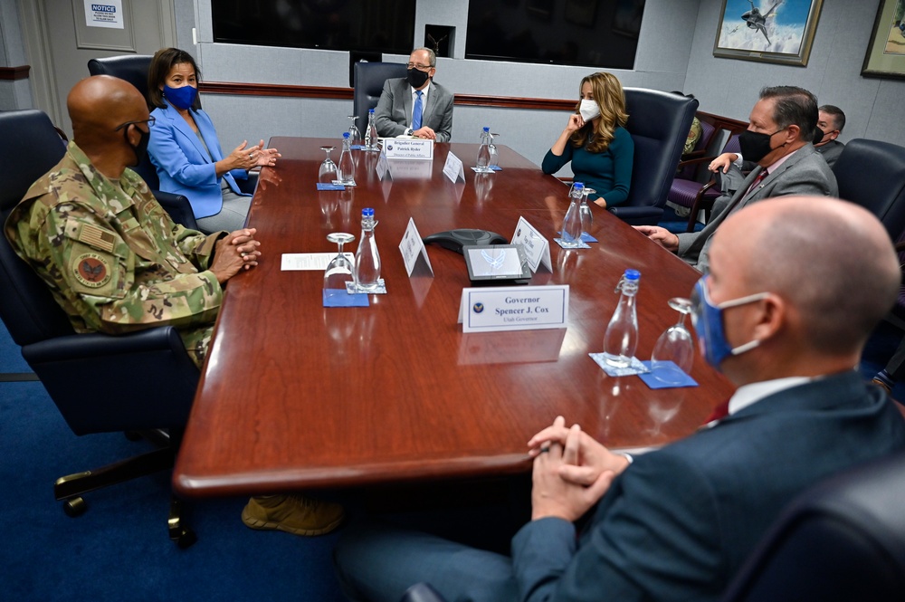 CSAF Brown meets Utah Gov. Cox