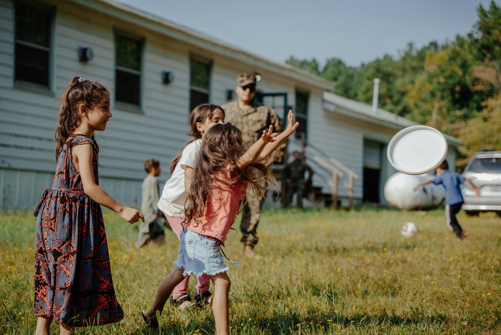 26th MEU Marines play sports with Afghan children during Operation Allies Welcome