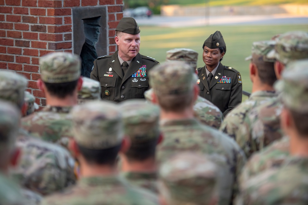 Lt. Gen. Duane Gamble speaks to Clemson ROTC cadets